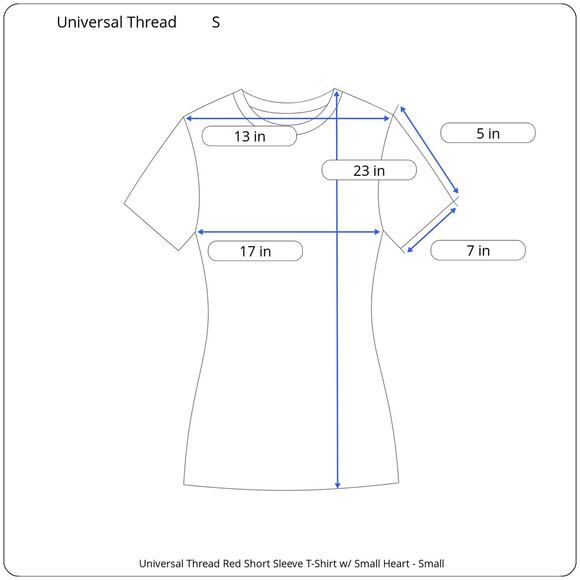 Universal Thread Women's Red Short Sleeve T-Shirt with Heart - Size Small - NWT - Picture 2 of 6